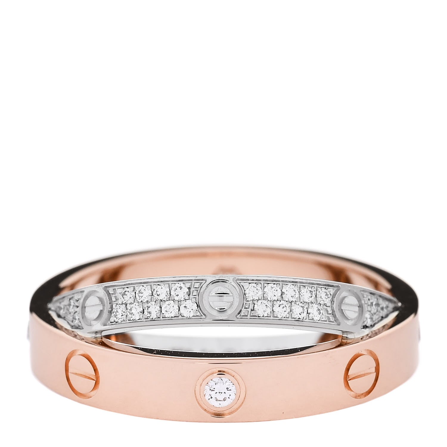 Cartier 18K Pink White Gold Diamond LOVE Pave Ring 51 5.75 1 of 6