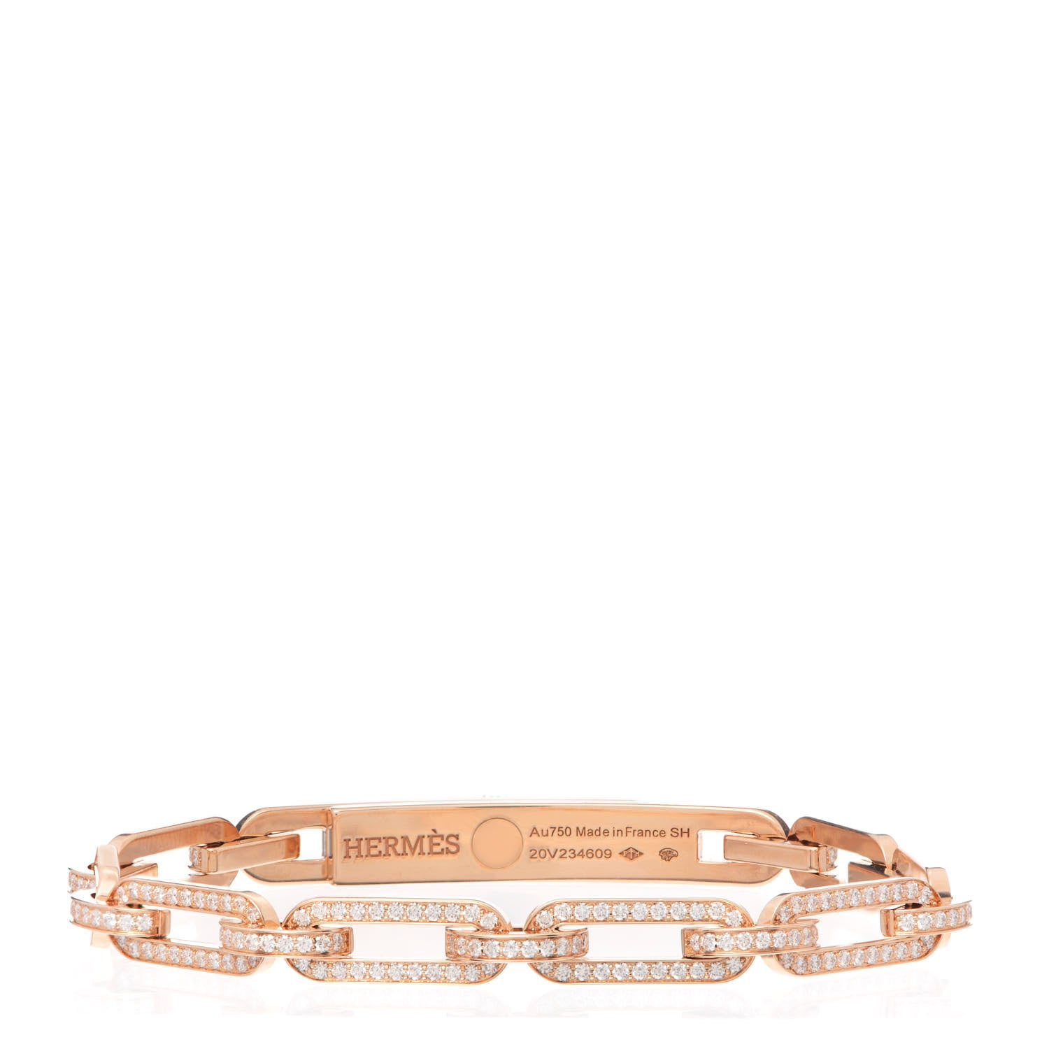 Hermes 18K Rose Gold Diamond Full Pave PM Kelly Chaine Bracelet SH 2 of 5