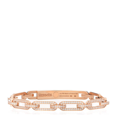 Hermes 18K Rose Gold Diamond Full Pave PM Kelly Chaine Bracelet SH 2 of 5