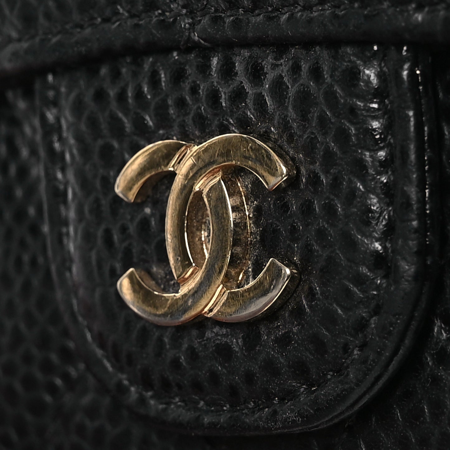 Caviar Quilted Flap Card Holder Black
