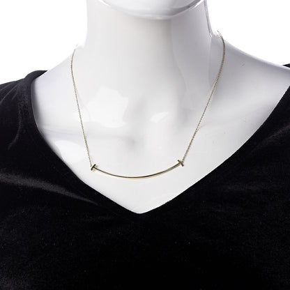 Tiffany 18K Yellow Gold Large T Smile Pendant Necklace 2 of 5
