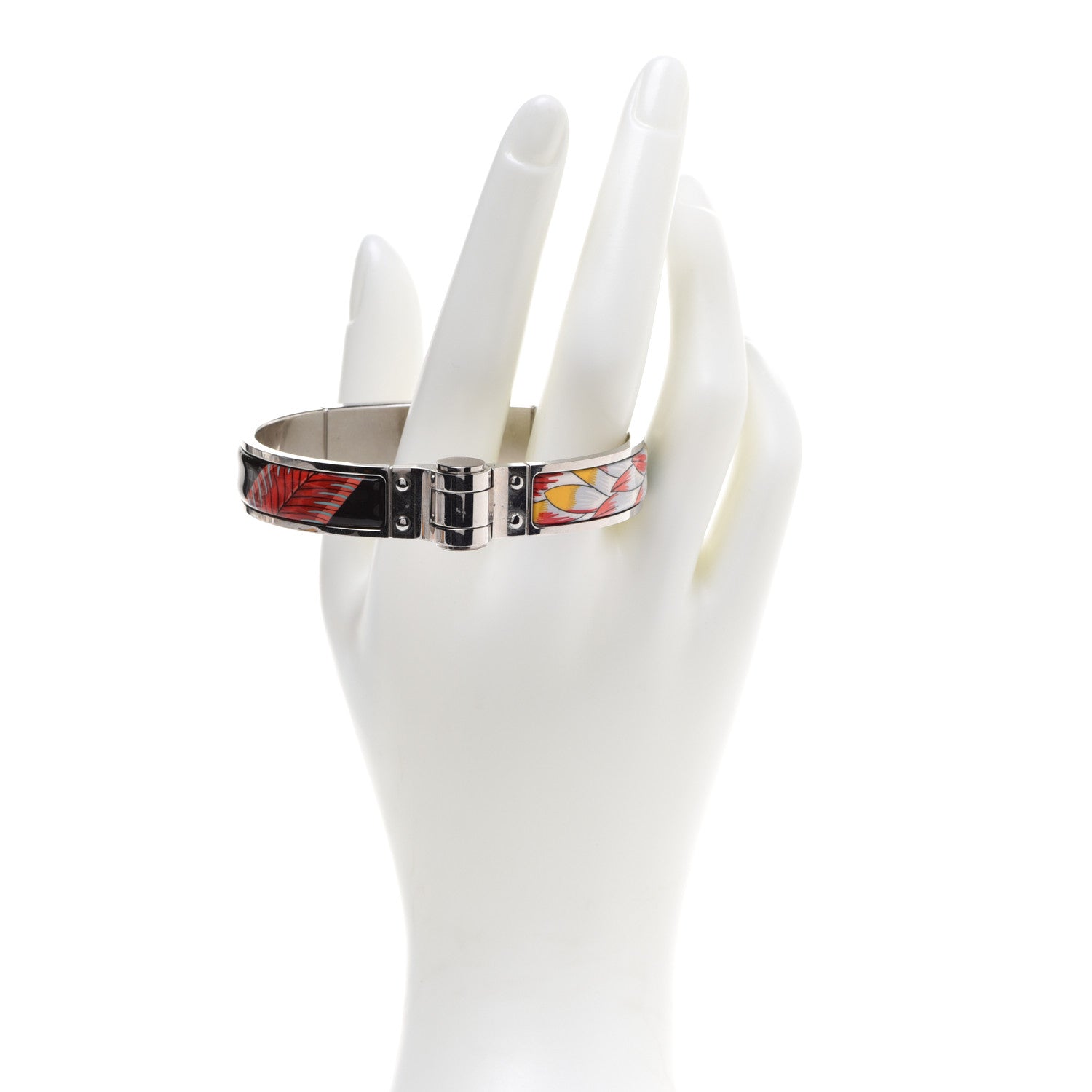 Hermes Enamel Printed Narrow Charniere Savana Dance Hinged Bracelet S Futurisme 2 of 7
