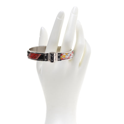 Hermes Enamel Printed Narrow Charniere Savana Dance Hinged Bracelet S Futurisme 2 of 7