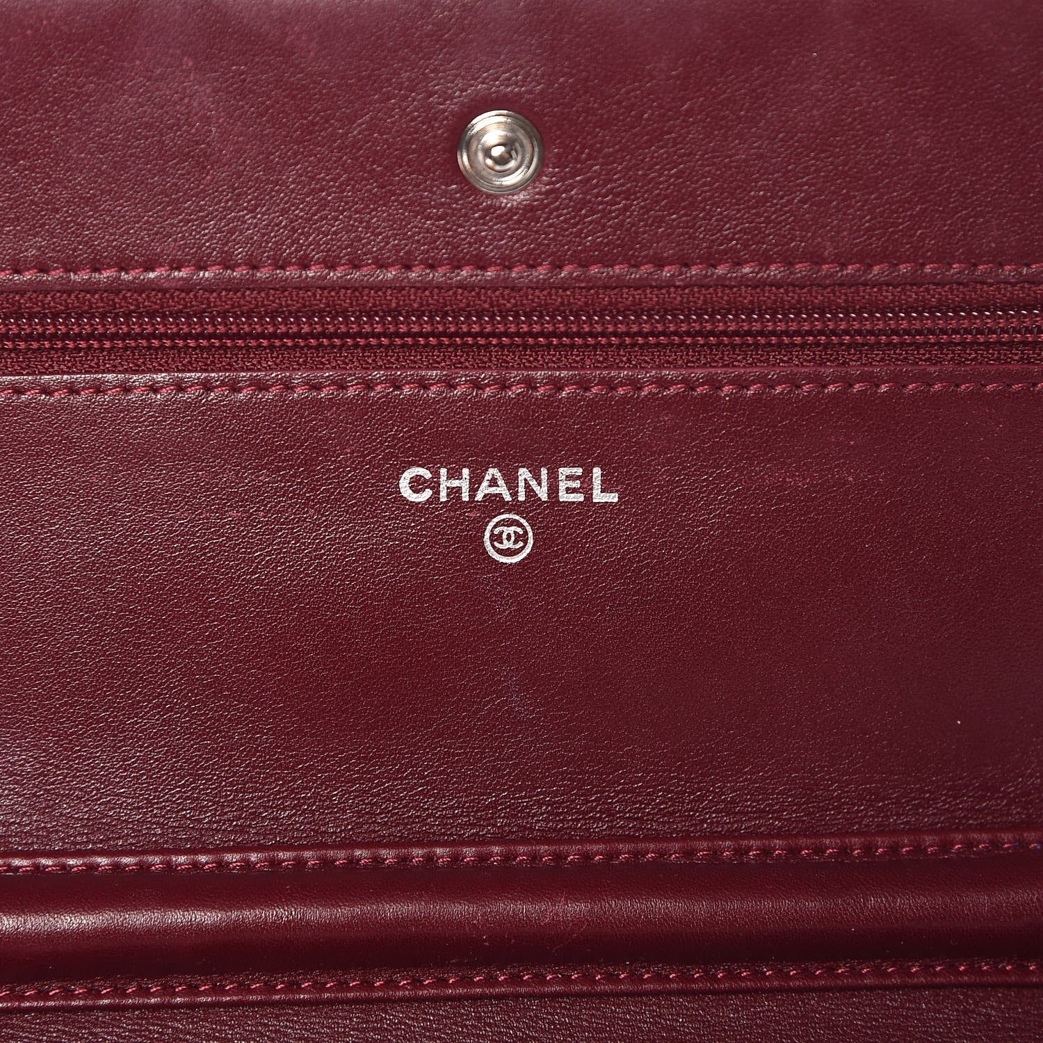 Chanel Patent Quilted Wallet On Chain WOC Burgundy 6 of 9
