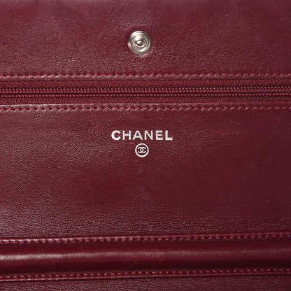 Chanel Patent Quilted Wallet On Chain WOC Burgundy 6 of 9