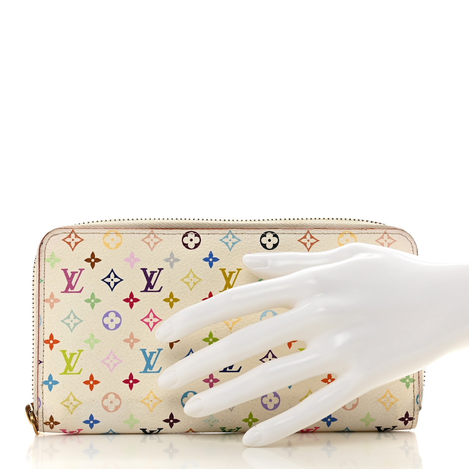 Louis Vuitton Monogram Multicolor Zippy Wallet White Litchi 2 of 9