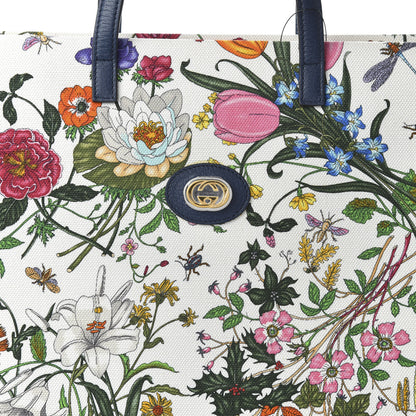 Gucci Canvas Large Flora Tote Navy Multicolor 9 of 9