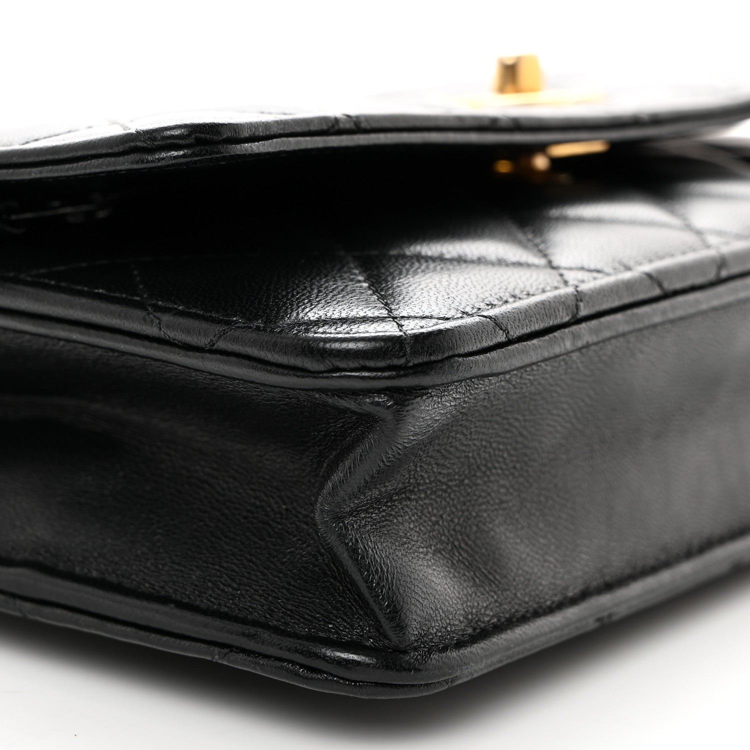 Chanel Lambskin Quilted CC Pearl Crush Wallet on Chain WOC Black 10 of 11