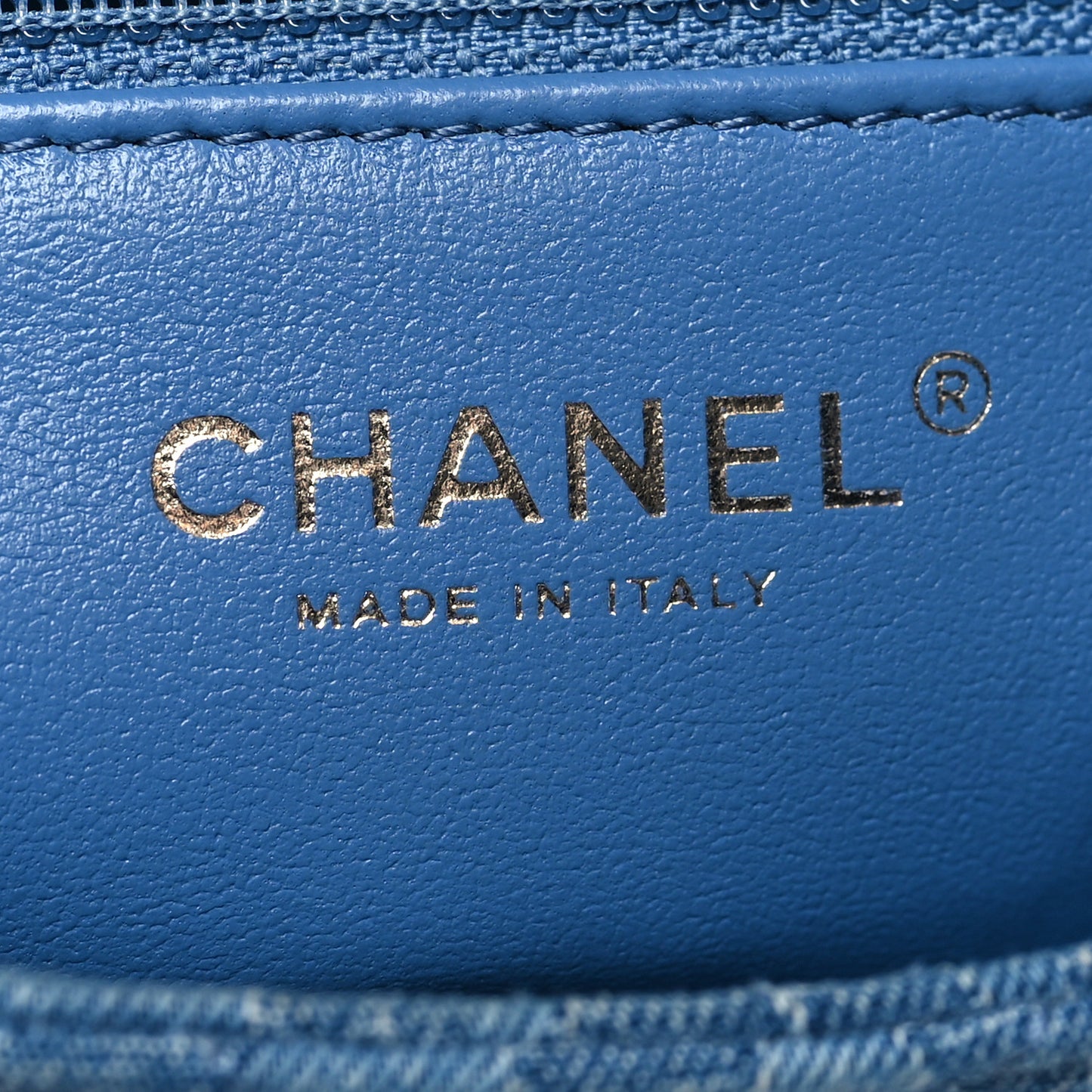 Denim Quilted Camellia Sweetheart Mini Flap Blue