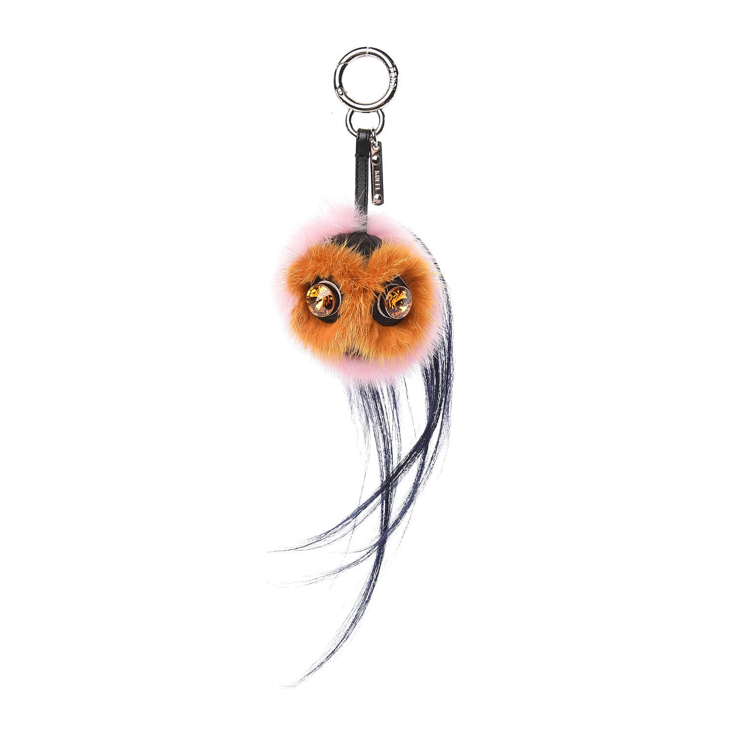 Fendi Mink Goat Fur QuTweet Bag Bug Charm Marshmallow Black 1 of 3