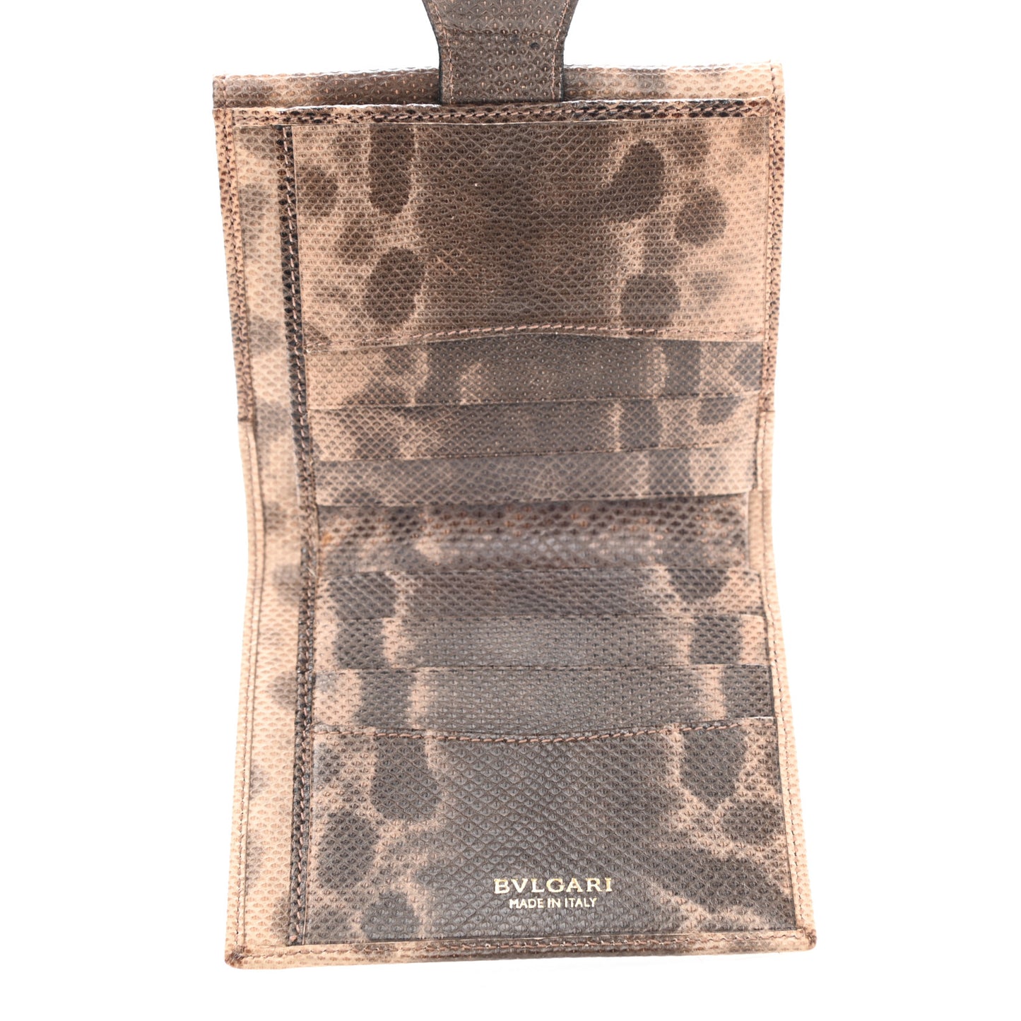 Karung Calfskin Serpenti Forever Compact Wallet Brown