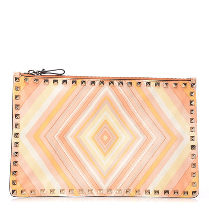 Valentino Garavani Nappa Native Couture 1975 Rockstud Zip Pouch Mandarin Sorbet 1 of 8