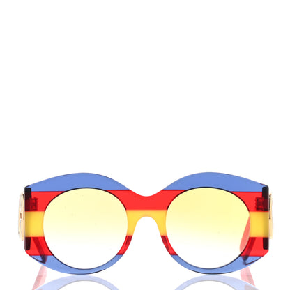 Gucci Acetate Round Frame Sunglasses GG0177S Blue Red Yellow 2 of 12