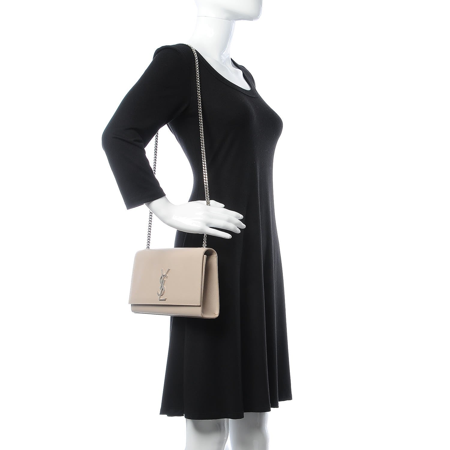 Saint Laurent Grain De Poudre Medium Monogram Kate Satchel Rose Poudre 2 of 8