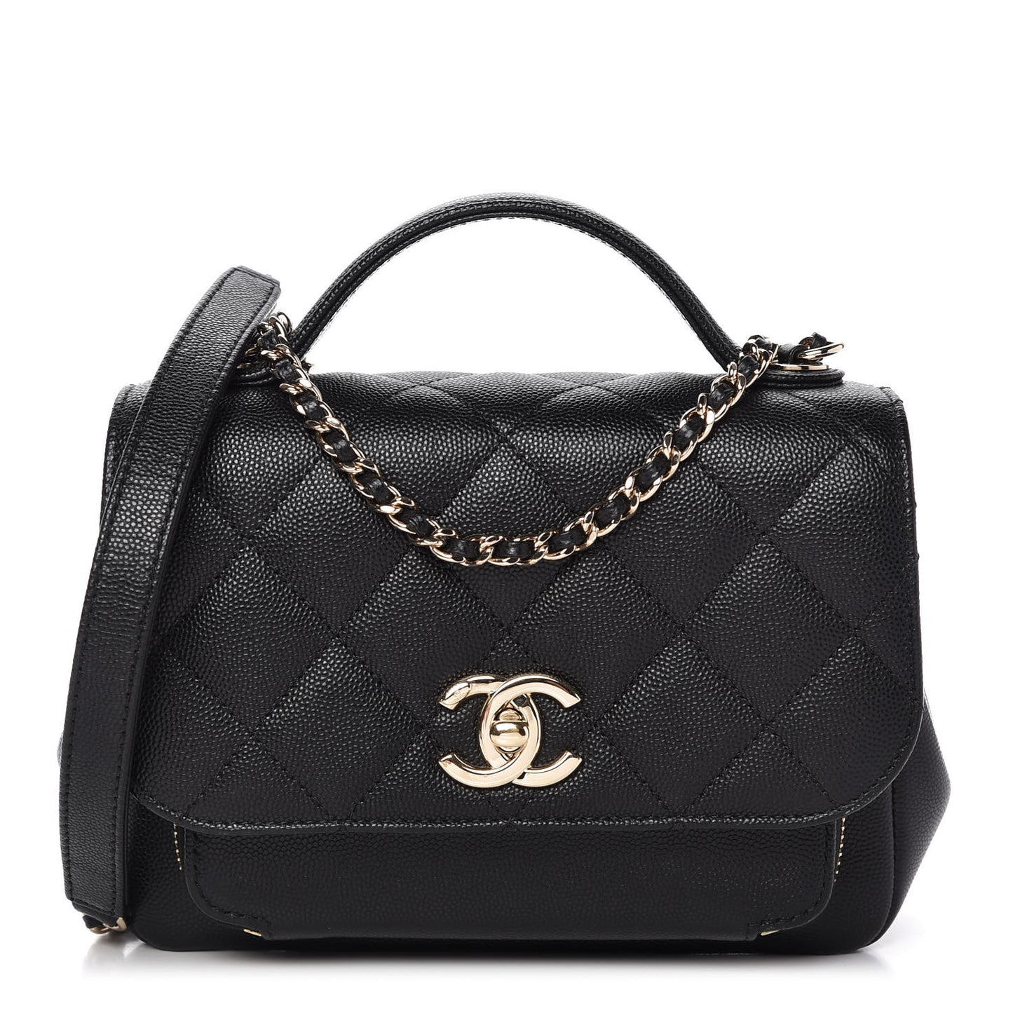 Caviar Quilted Small Business Affinity Flap Black