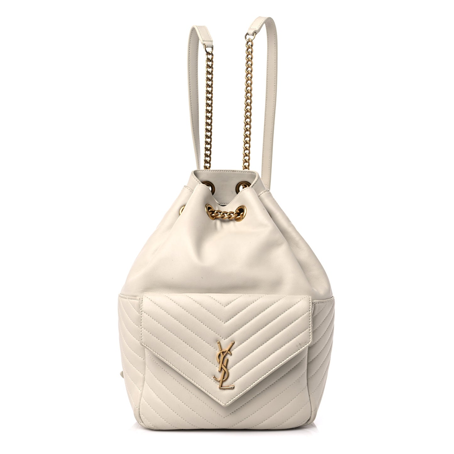 Lambskin Matelasse Monogram Joe Backpack Cream