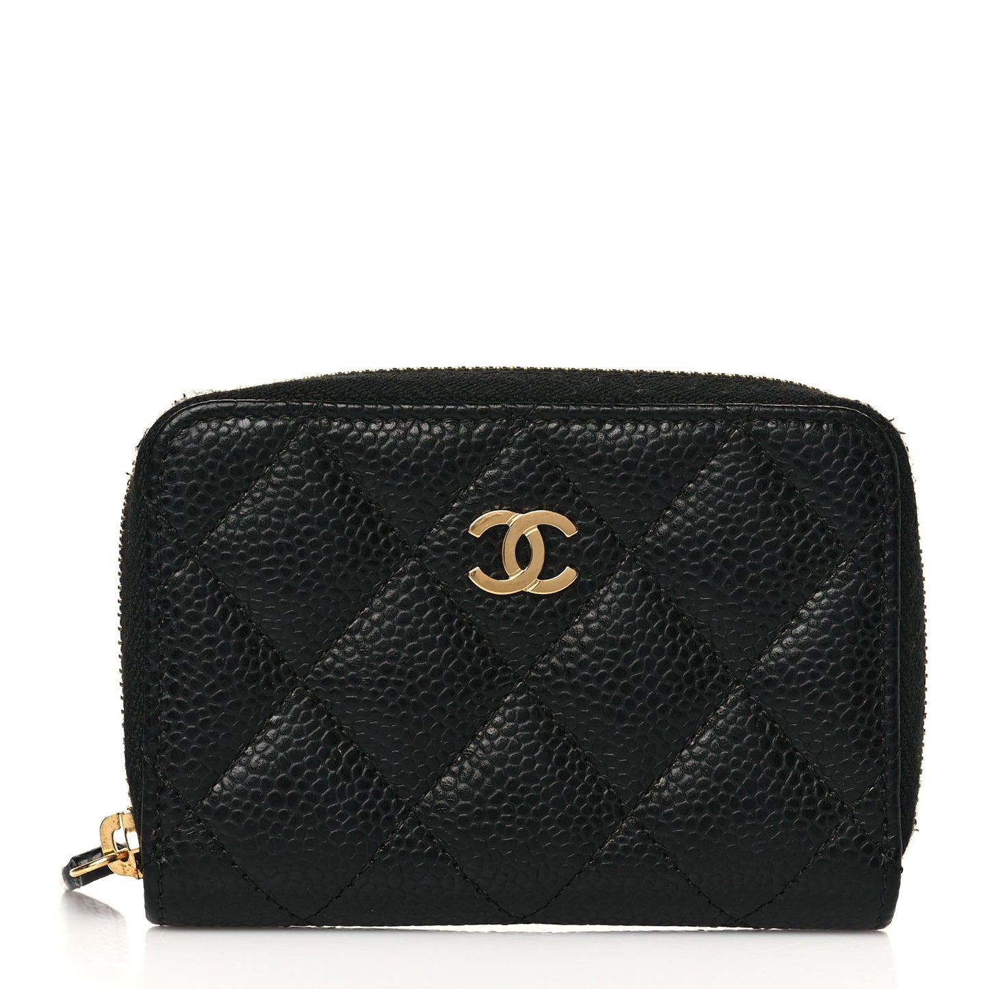 Caviar Quilted Classic Zipped Coin Purse Black