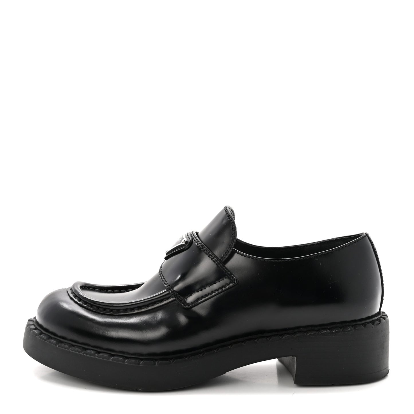 Spazzolato Metal Triangle Logo 50mm Loafers 37 Black