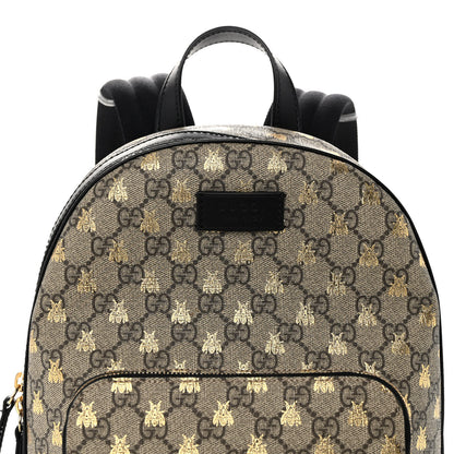 Gucci GG Supreme Monogram Bees Print Small Day Backpack Beige Oro Black 8 of 11