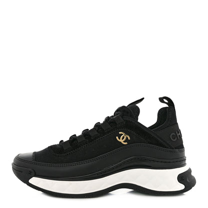 Chanel Velvet Calfskin Mixed Fibers CC Sneakers 35.5 Black 1 of 9