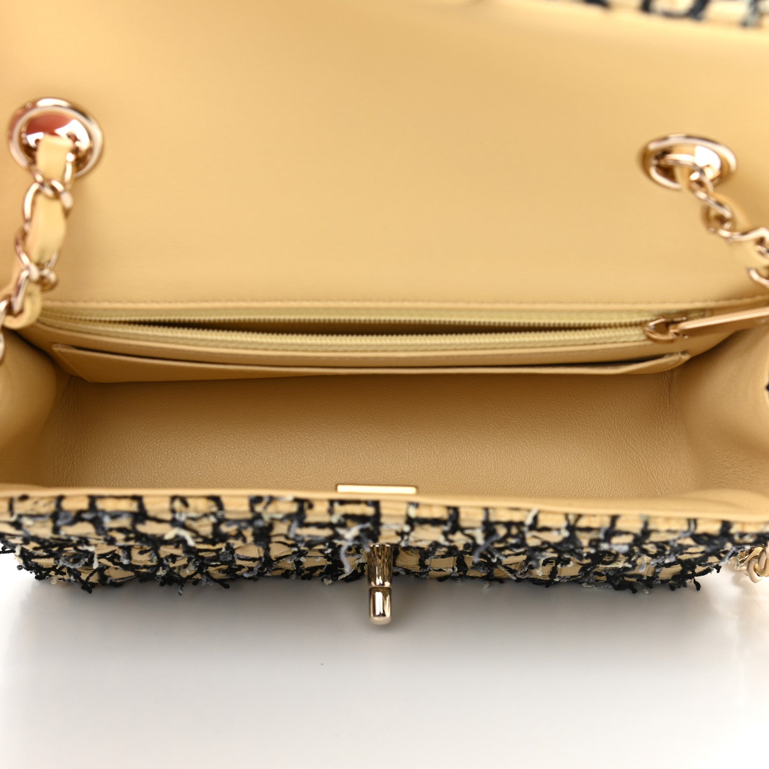 Chanel Tweed Quilted Mini Rectangular Flap Yellow Black 5 of 11