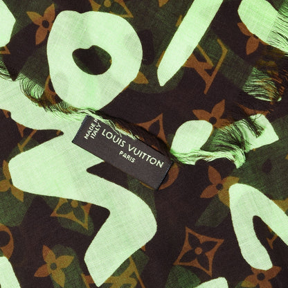 Louis Vuitton Cotton Graffiti Pareo Green 5 of 5