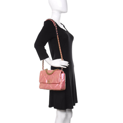 Chanel Iridescent Calfskin Quilted Medium Chanel 19 Flap Pink 2 of 11