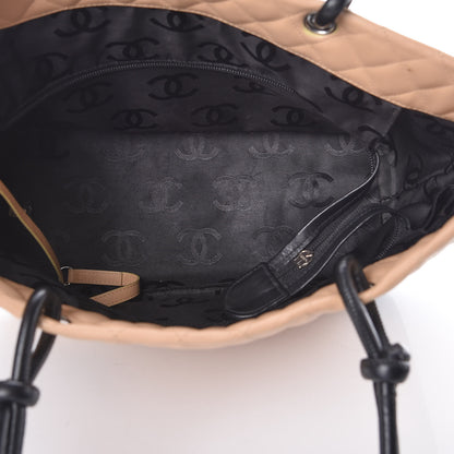 Chanel Calfskin Quilted Large Cambon Tote Beige Black 7 of 17