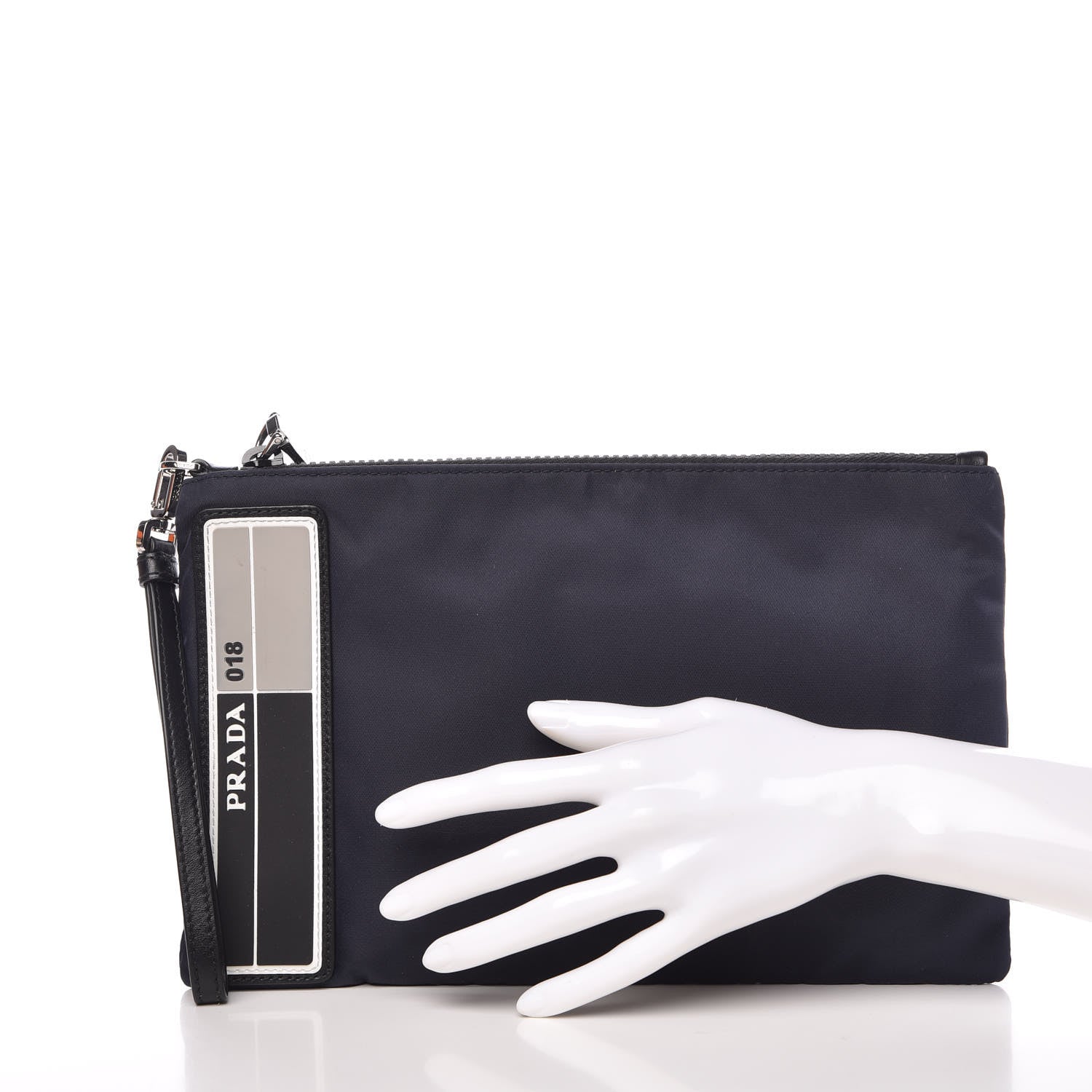 Prada Tessuto Nylon Saffiano Wristlet Blue 2 of 7