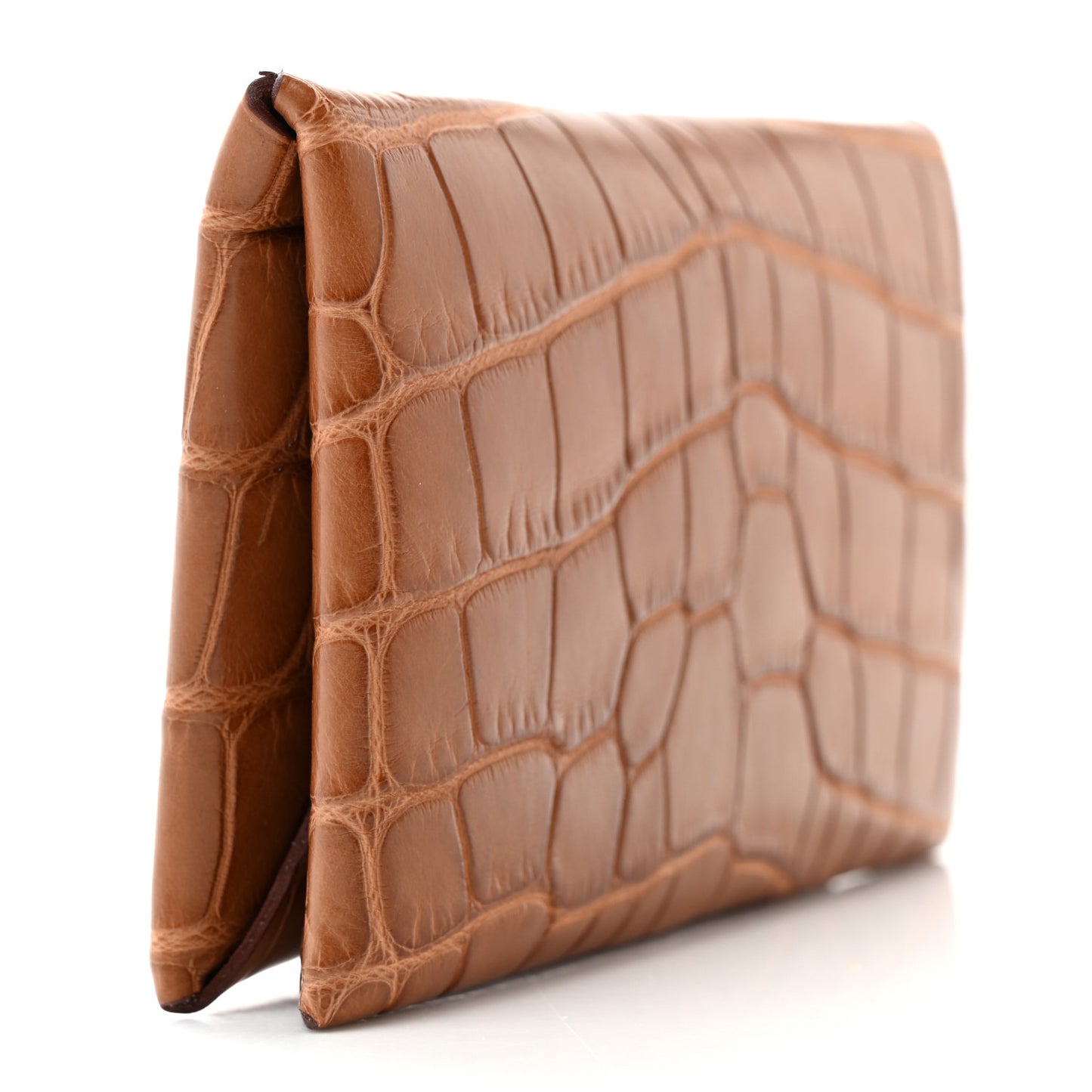 Matte Alligator Calvi Card Case Gold