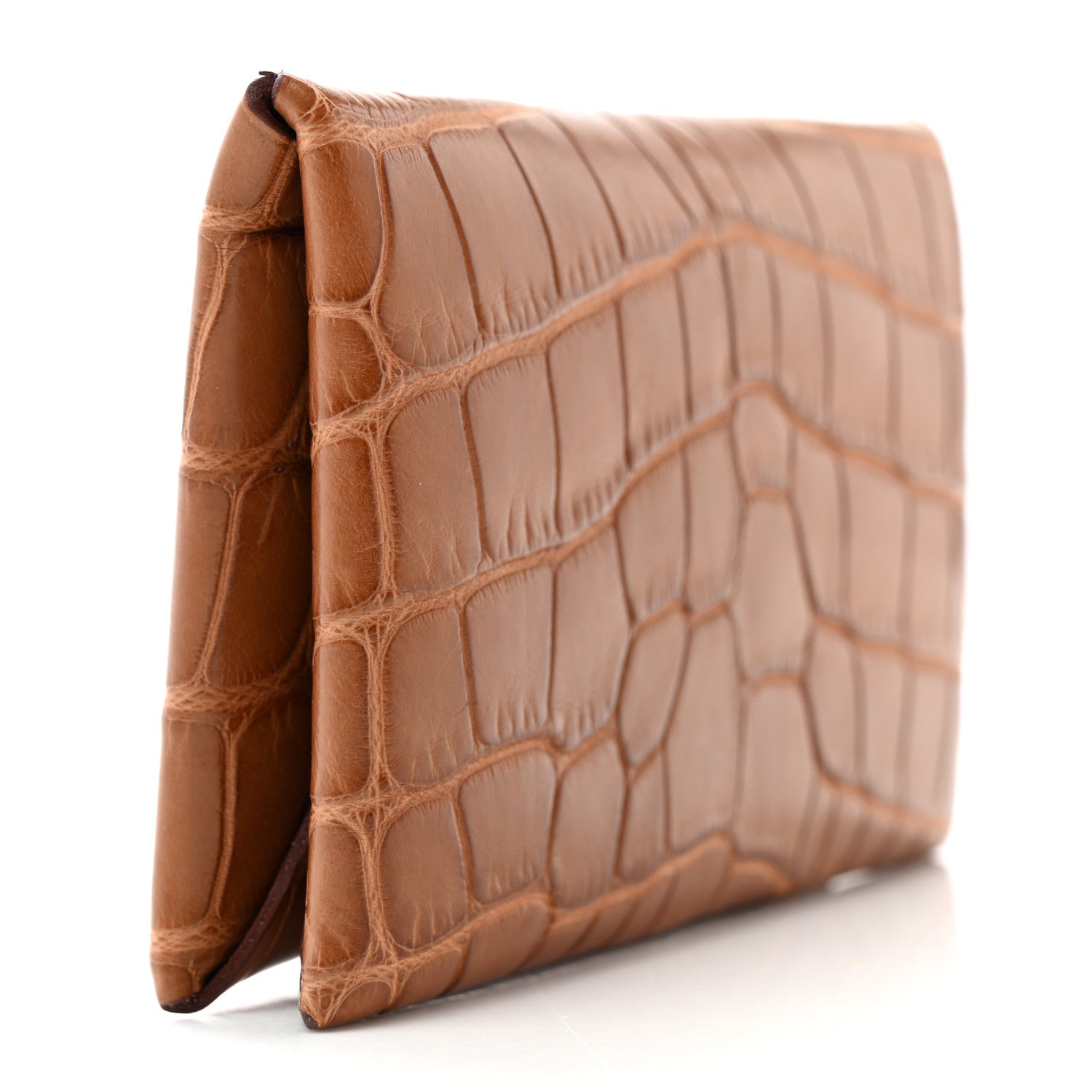 Hermes Matte Alligator Calvi Card Case Gold 3 of 9
