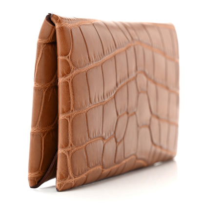 Hermes Matte Alligator Calvi Card Case Gold 3 of 9