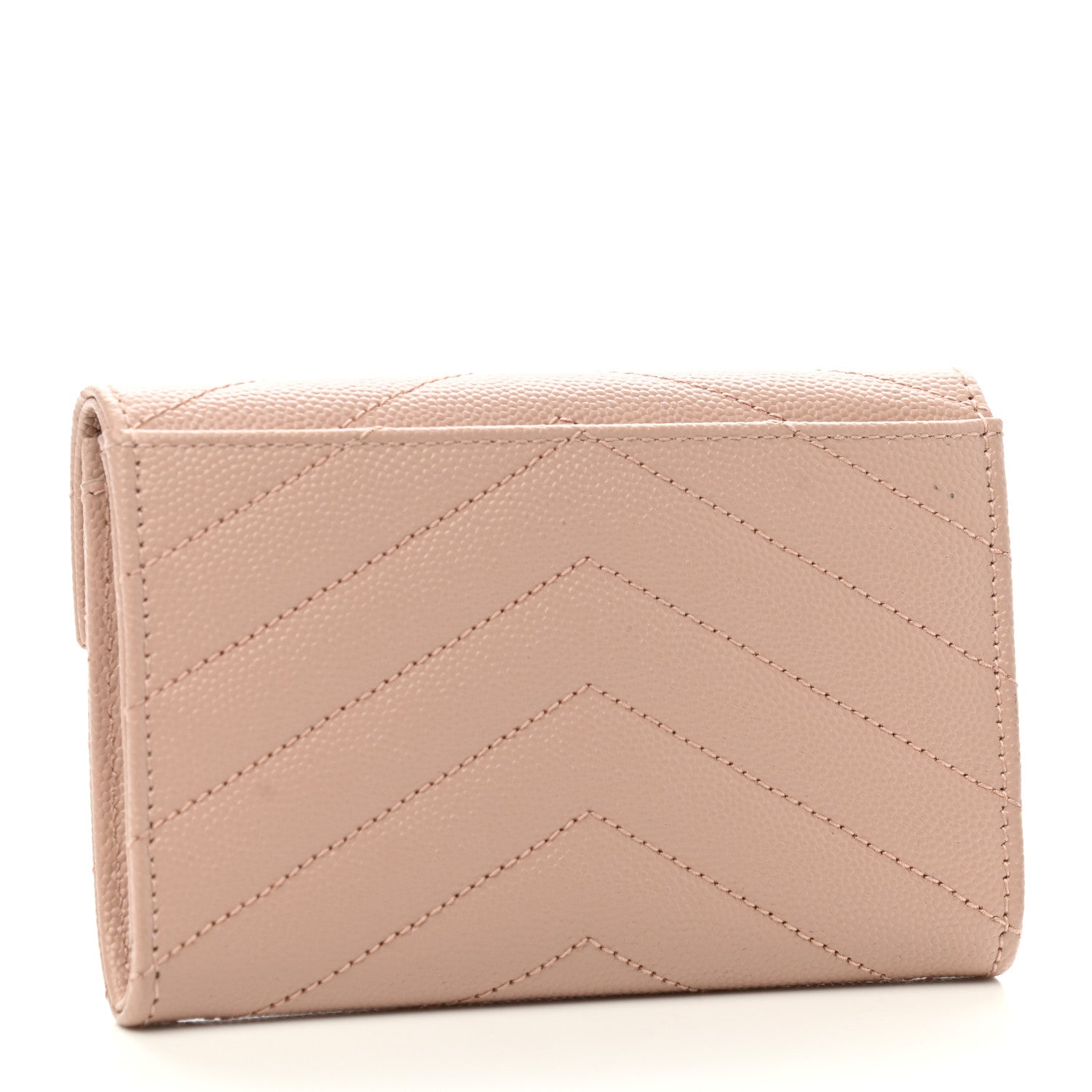 Saint Laurent Grain De Poudre Matelasse Chevron Small Monogram Envelope Wallet Pink 3 of 7