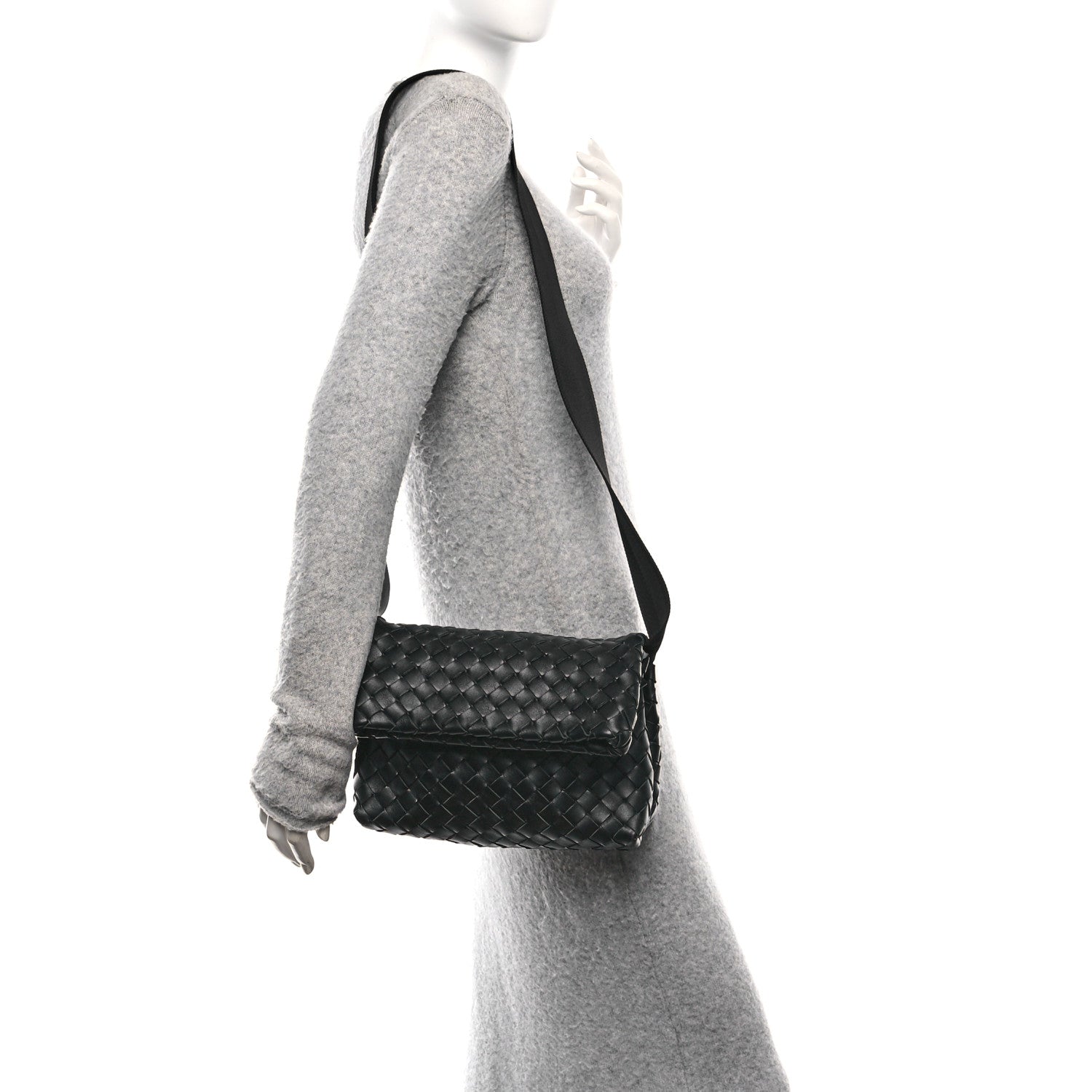 Bottega Veneta Nappa Intrecciato Small Fold Crossbody Messenger Black 2 of 9