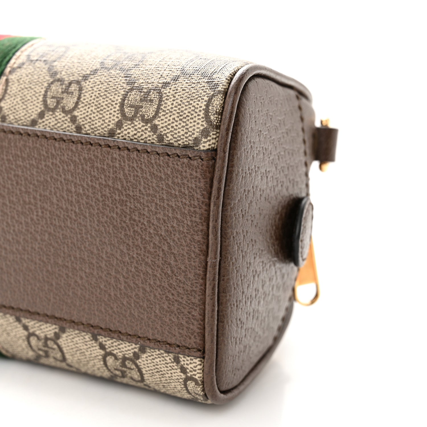 Gucci GG Supreme Monogram Textured Dollar Calfskin Web Mini Ophidia Top Handle Bowler Bag Beige Ebony New Acero 10 of 14