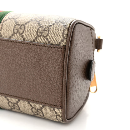 Gucci GG Supreme Monogram Textured Dollar Calfskin Web Mini Ophidia Top Handle Bowler Bag Beige Ebony New Acero 10 of 14