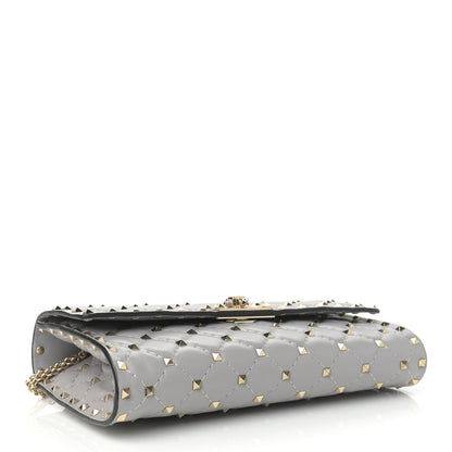 Valentino Garavani Nappa Rockstud Spike Wallet on Chain Pastel Grey 4 of 10
