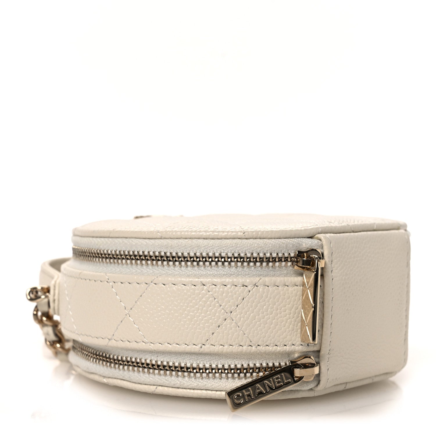 Chanel Caviar Quilted Round Handle With Care Vanity With Chain White 4 of 12