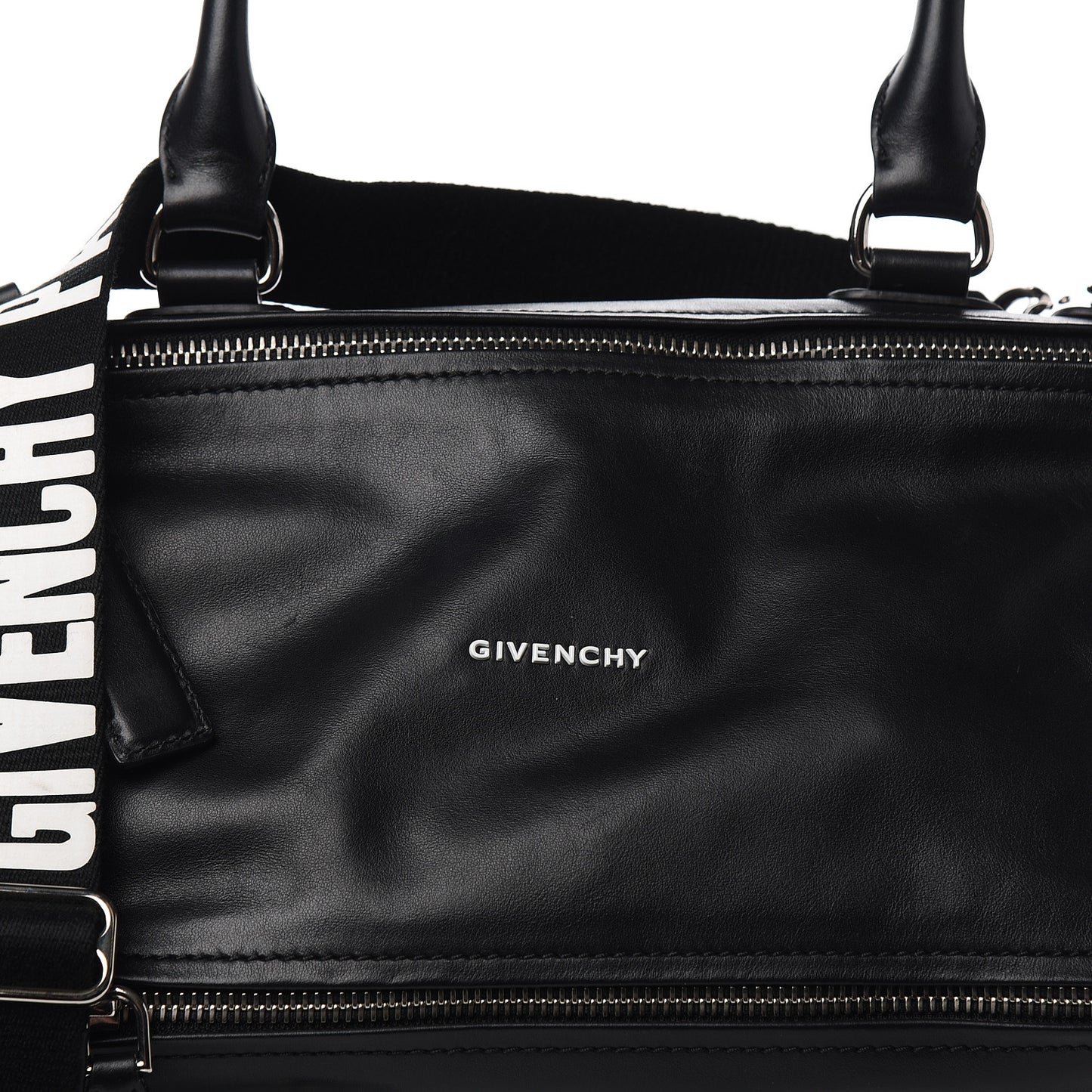 Calfskin Medium Pandora Logo Strap Black