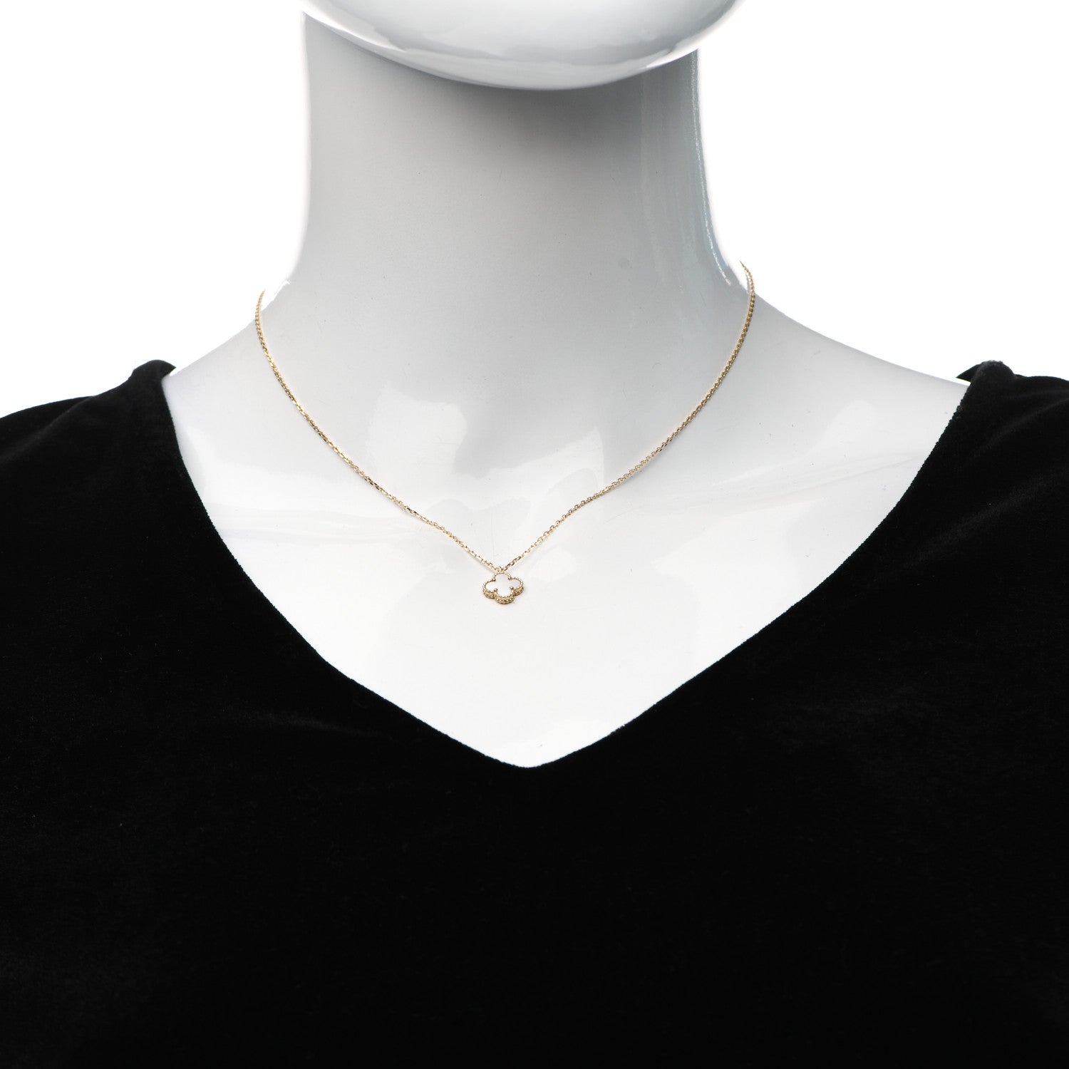 Van Cleef & Arpels 18K Yellow Gold Mother of Pearl Sweet Alhambra Pendant Necklace 2 of 6