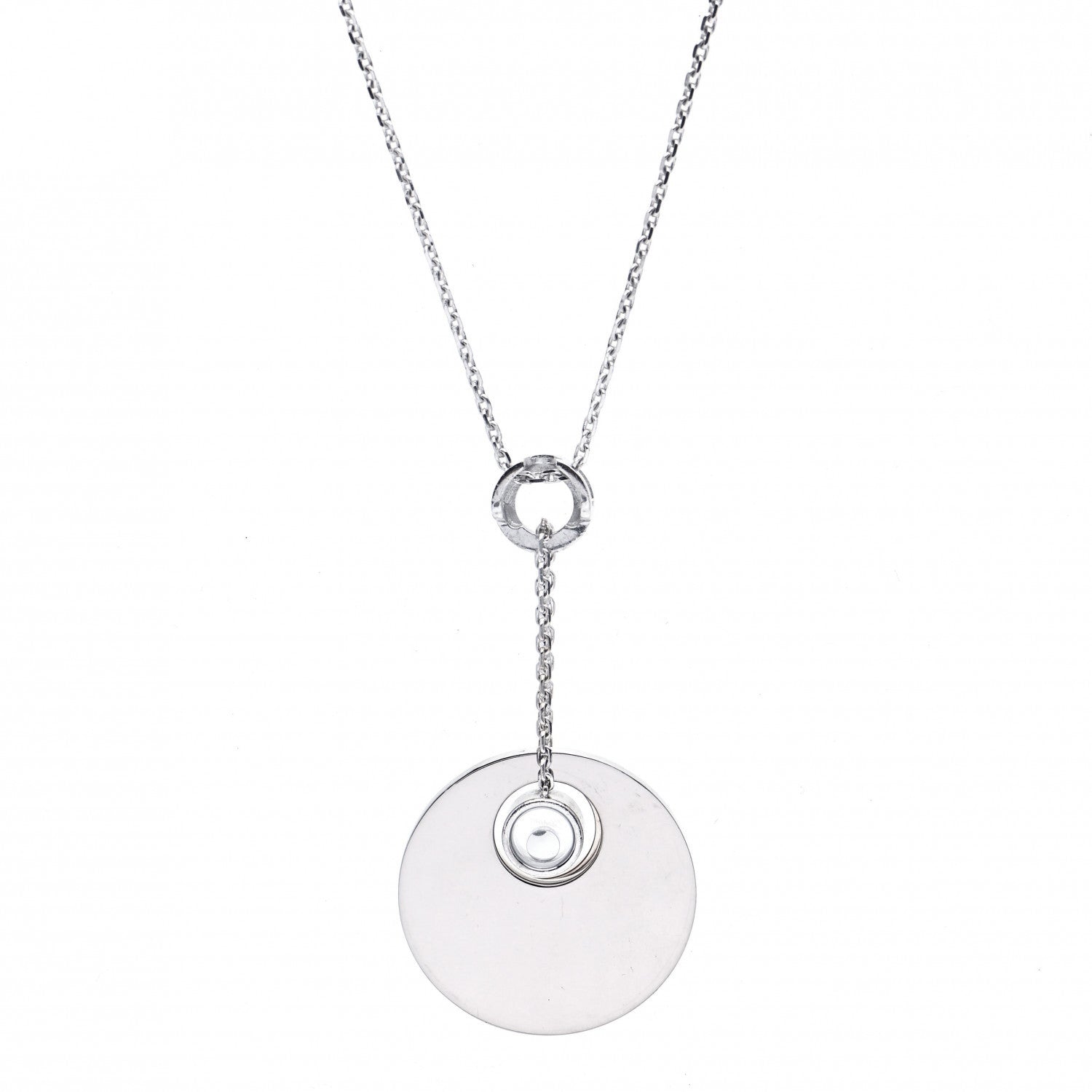 Chopard 18K White Pink Gold Happy Diamond Heart Drop Necklace 4 of 8