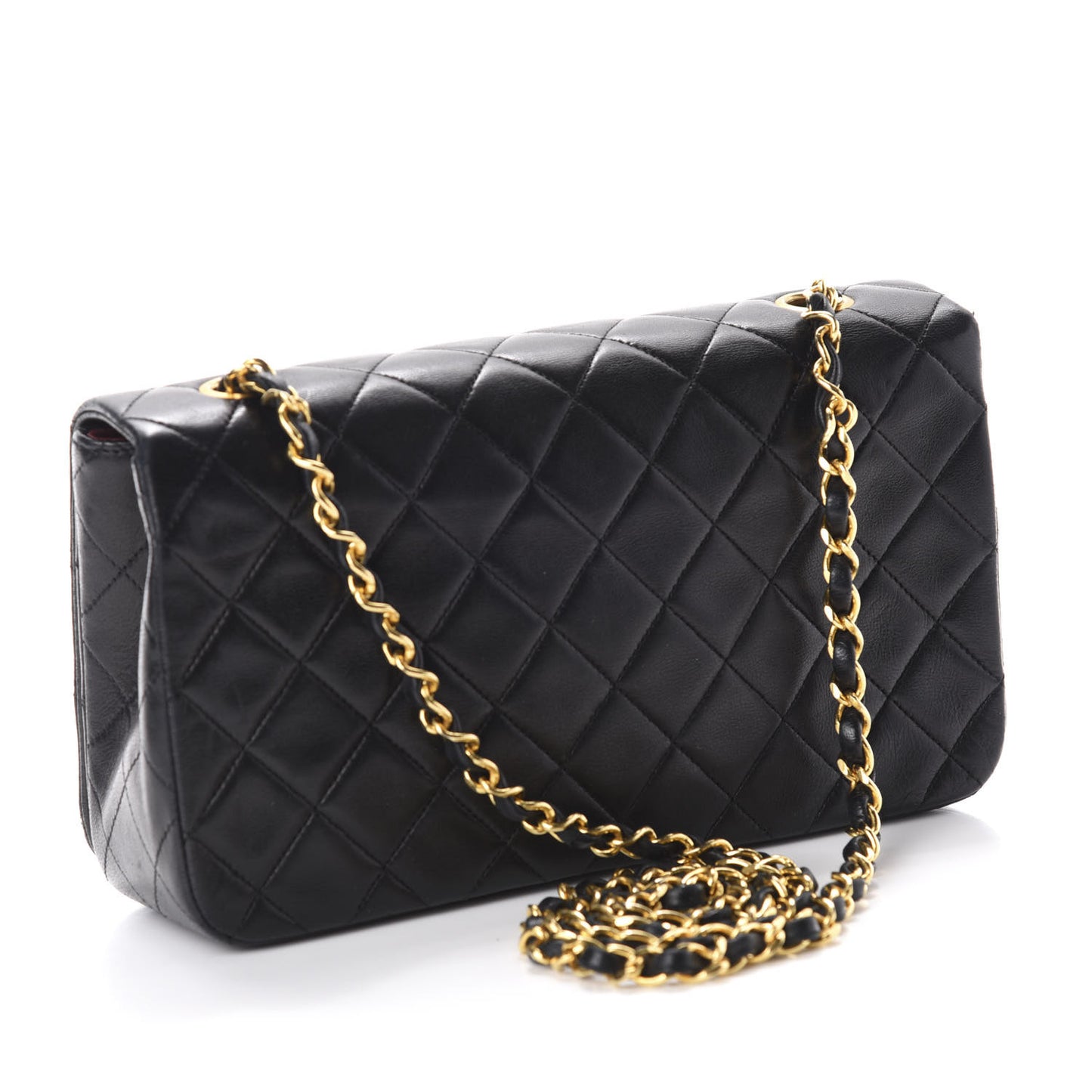 Lambskin Quilted Small Single Flap Bag Black