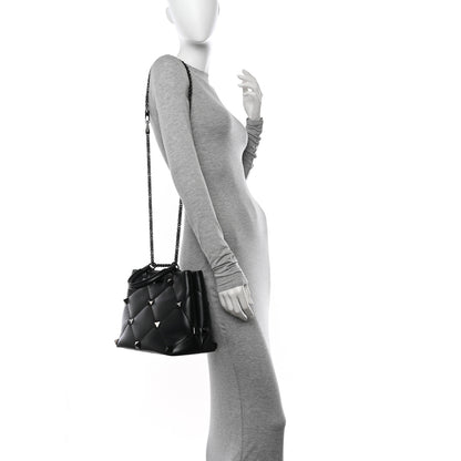 Valentino Garavani Nappa Monochrome Roman Stud The Handle Bag Black 2 of 12