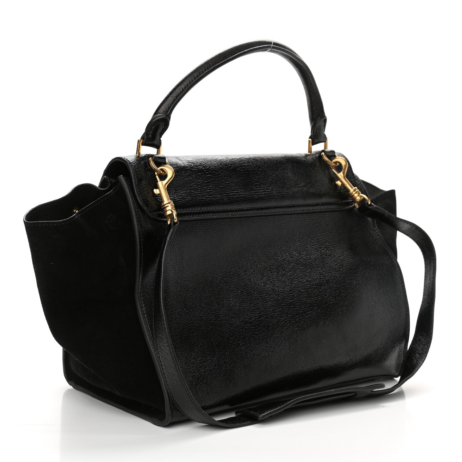 Celine Vernice Suede Medium Trapeze Black 3 of 15