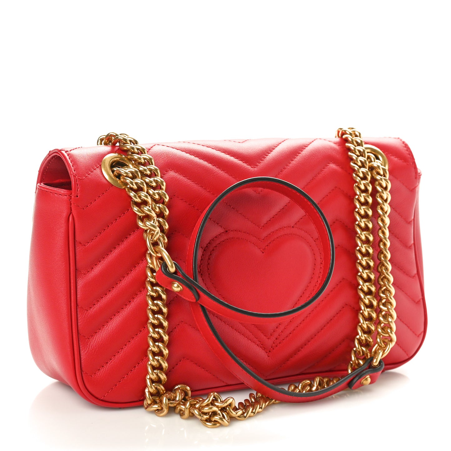 Calfskin Matelasse Small GG Marmont Shoulder Bag Hibiscus Red