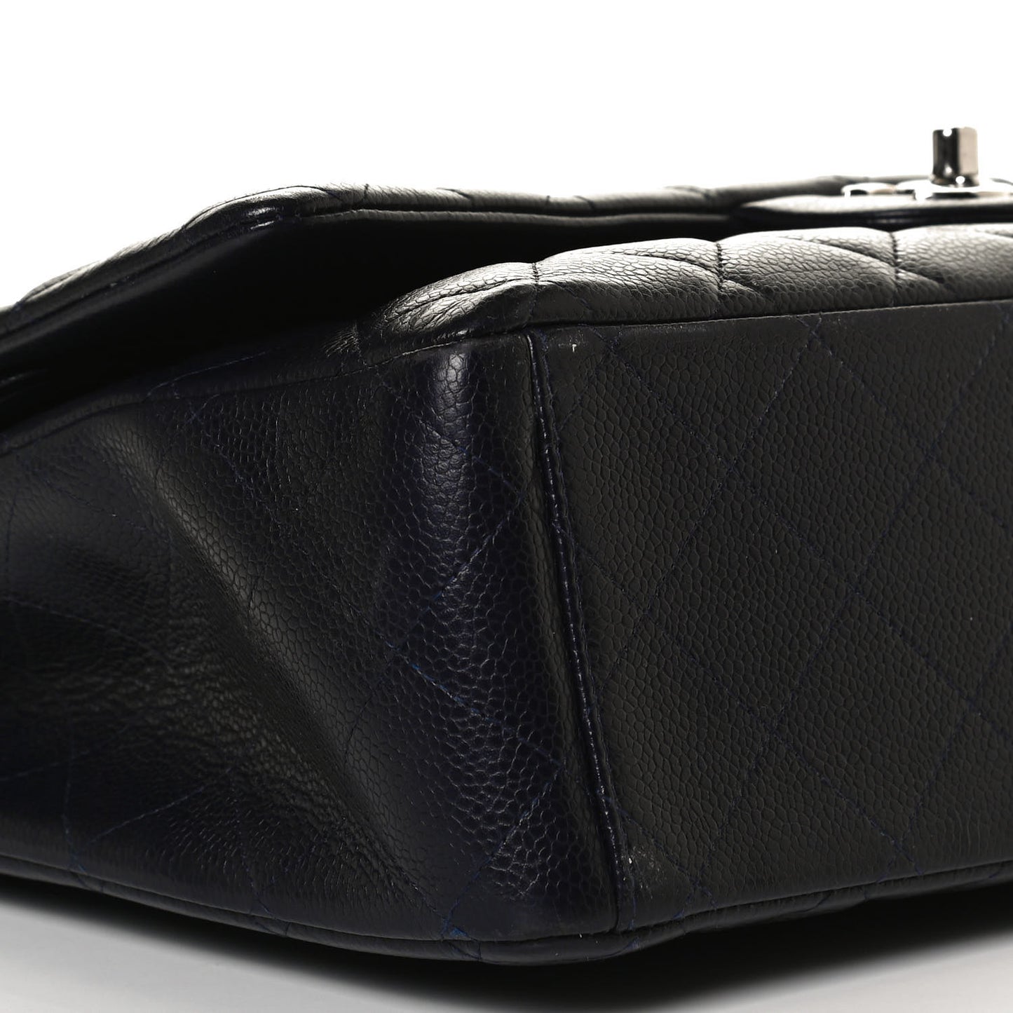 Caviar Quilted Maxi Double Flap Navy Blue