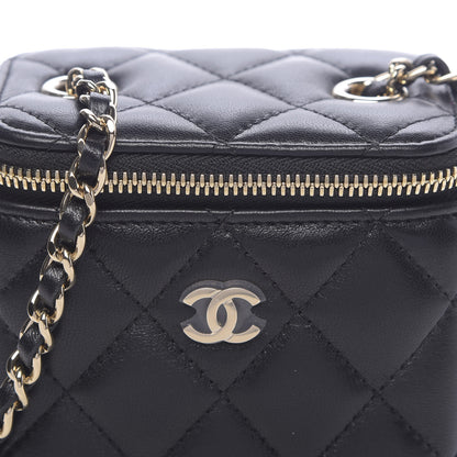 Chanel Lambskin Quilted Mini Vanity Case With Chain Black 10 of 11