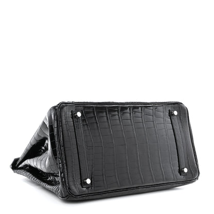 Hermes Shiny Porosus Crocodile Birkin 35 Black 4 of 14