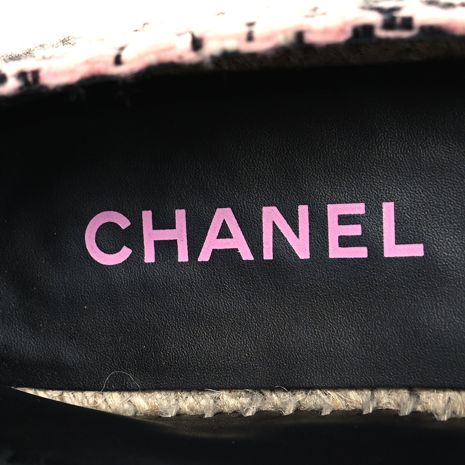 Chanel Tweed Lambskin CC Espadrilles 37 Pink Black 9 of 10