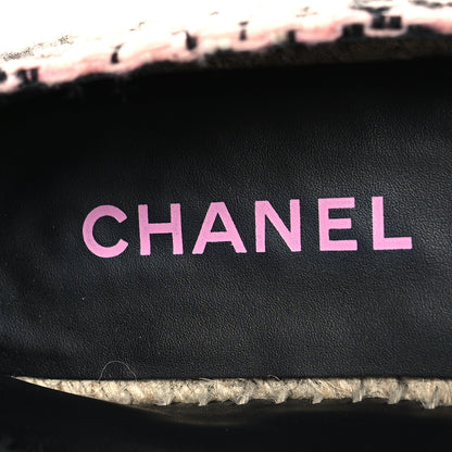 Chanel Tweed Lambskin CC Espadrilles 37 Pink Black 9 of 10